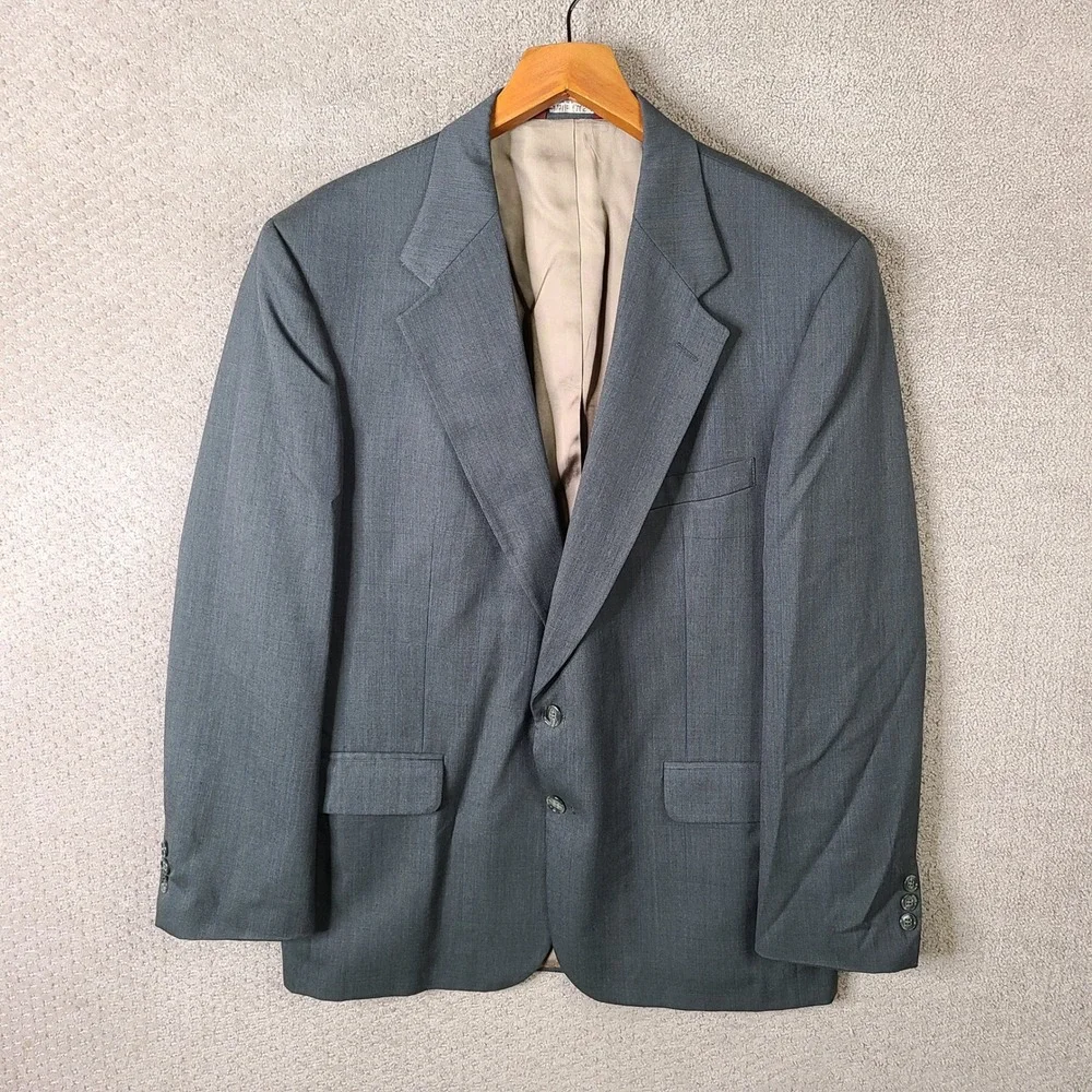 Botany 500 Jacket Mens 44L Gray Striped Athletic Fit Blazer 2 Button‎ USA Made